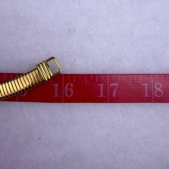 Gold Tone Womens Stretchy Choker Necklace Textured Metal Clasp Closure Adjustabl - Picture 3 of 3